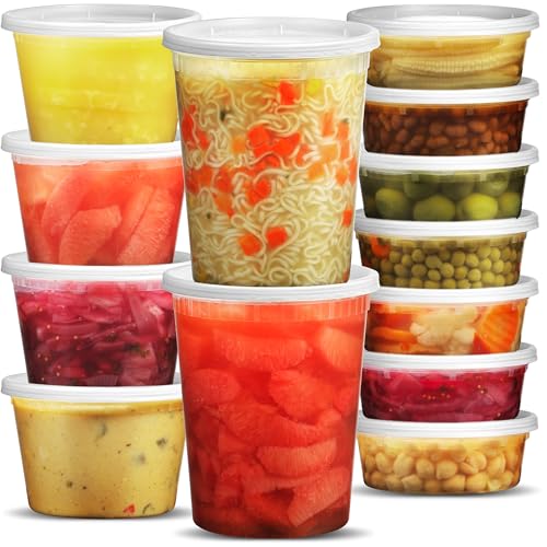 JoyServe Deli Food Containers with Lids - Variety Pack Sets 3 Sizes - 8 Oz-Cup / 16 Oz-Pint / 32 Oz-Quart Sizes Food Storage Takeout Meal Prep Storage, BPA-Free, Dishwasher, Microwave Safe